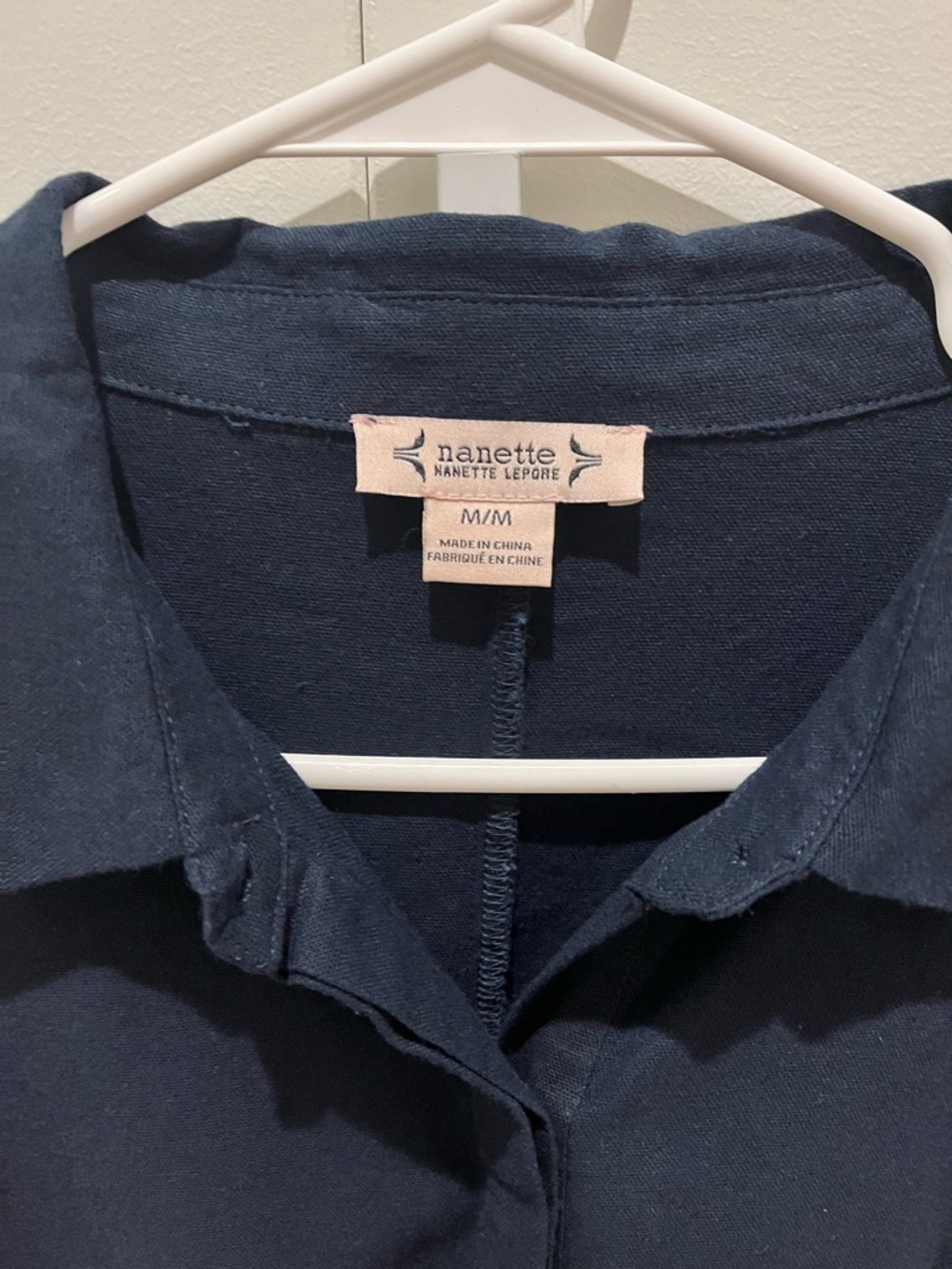 Nanette Lepore Dark Blue Eyelet-Sleeve Mini Shirt Dress with Belt - Picture 5 of 10